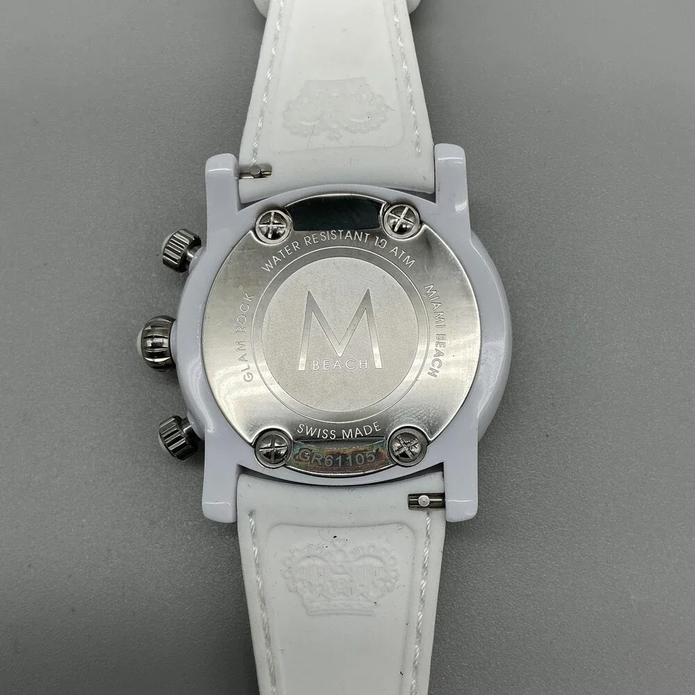 Glam Rock Miami Beach Chronograph Unisex Watch 45mm White Red Date New Battery